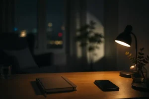 自分で調べる前に机で状況を整理する場面