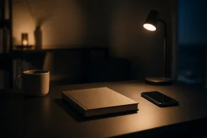 自分で調べる前に机で状況を整理する場面