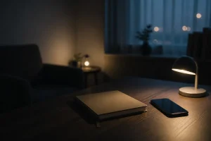 自分で調べる前に机で状況を整理する場面